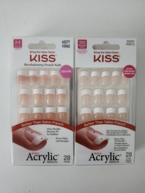 KISS Salon Acrylic French Press On Nails 2 Packs Squoval And Square BNIB